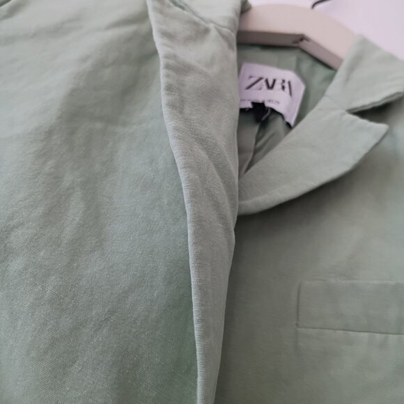 ZARA Cropped Blazer | Sage Green | Short Sleeve | Size XS - Picture 6 of 8